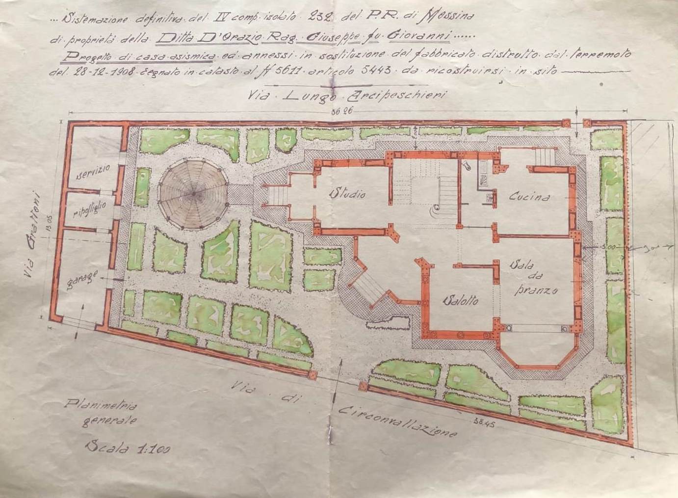 Fondo Genio Civile, Servizio terremoto, b. 1046, fascc. 10336-10337 (1927-1942).
Progetto per la costruzione di una casa di civile abitazione a firma dell'ing. V. Mazzoleni di Milano datato 6 novembre 1926.